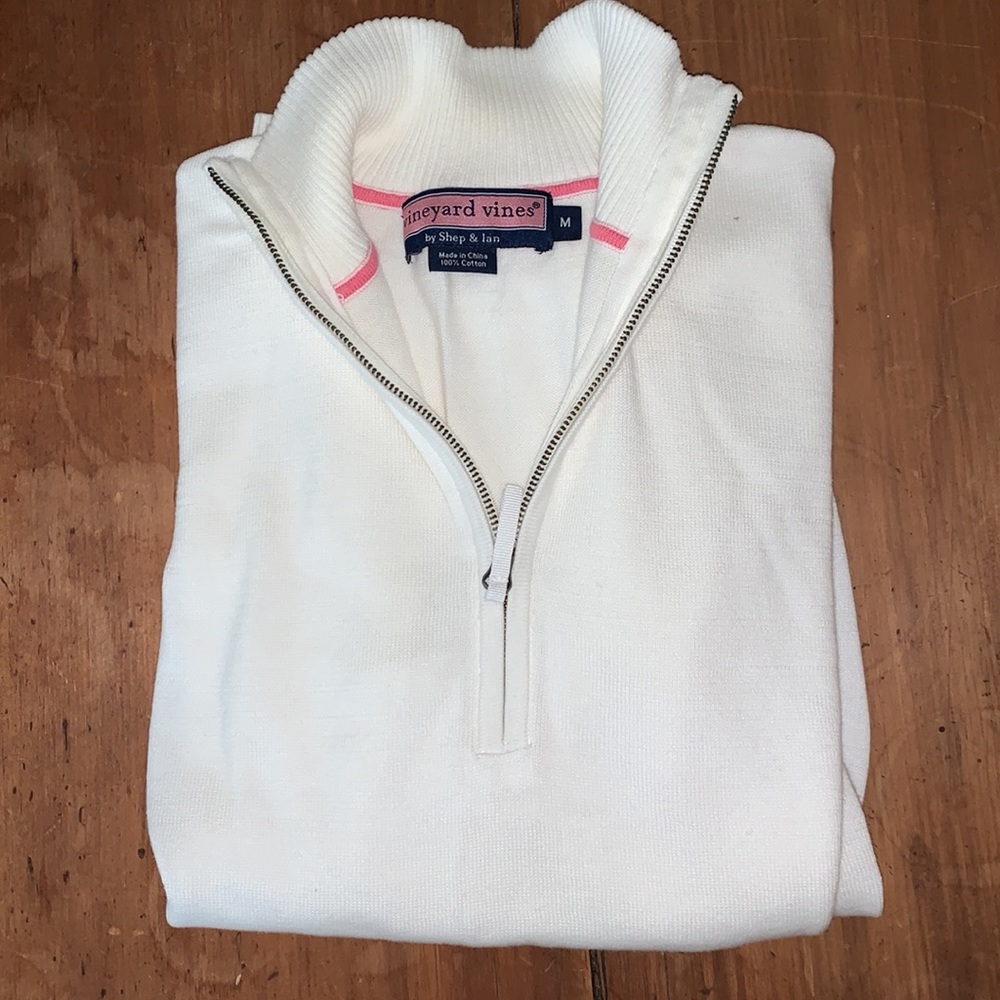 Vineyard Vines white cotton 3/4 zip sweater size M